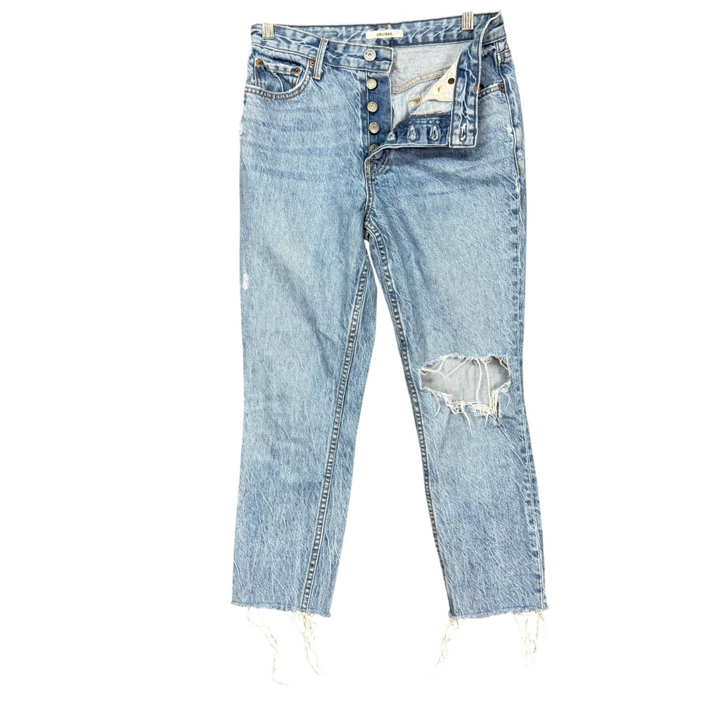 GRLFRND Karolina Jeans Womens 27 Blue Kiss And Tell Distressed High Rise Skinny